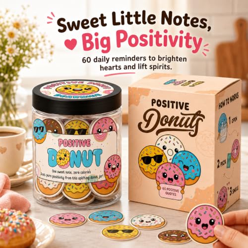Positive Donut Jar with 60 Affirmation Cards
