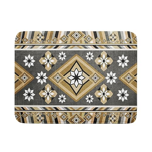 Boho Yellow Gray Aztec Dish Drying Mat for Kitchen Counter