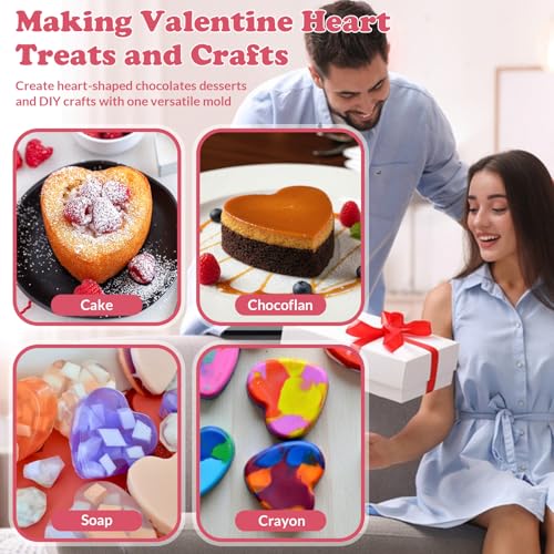 Heart Silicone Molds Valentine's Day for Baking Cake Chocolate Cocoa Bomb (12 Cavities)