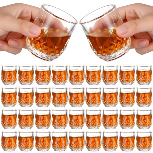 36 Pcs 2.7 oz Mini Shot Glasses Set Whiskey Tasting Glasses Heavy Duty Base Clear Shot Cup Cute Cordial Mini Wine Cups for Bourbon (36 Count)