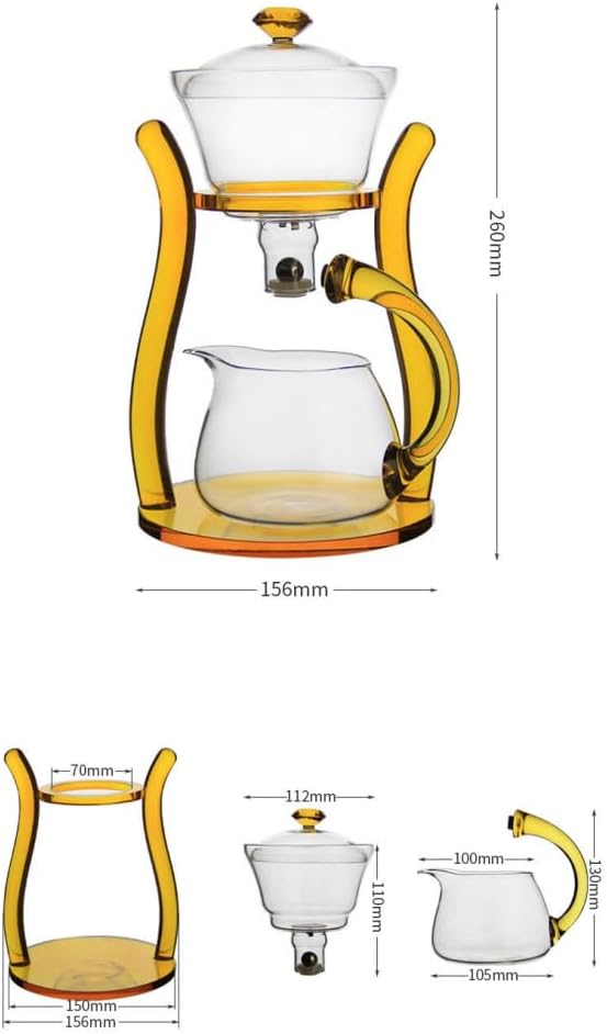 MOZEO Lazy Kungfu Teapot Glass Semi-automatic Tea Maker Suction Automatic Water Brewing Teapot Office Flower Glass Tea Set with 6pcs Cups