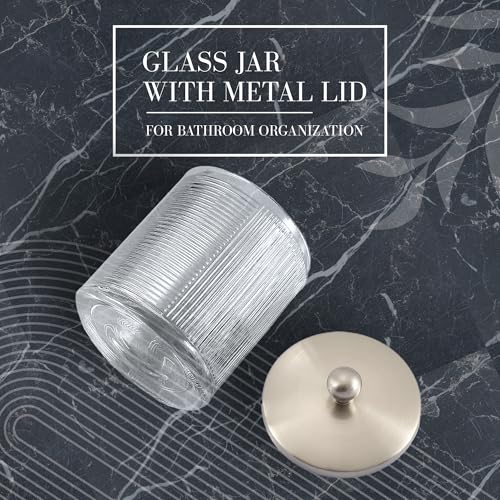Clear Transparent Apothecary Ribbed Geometric Etched Glass Jar W