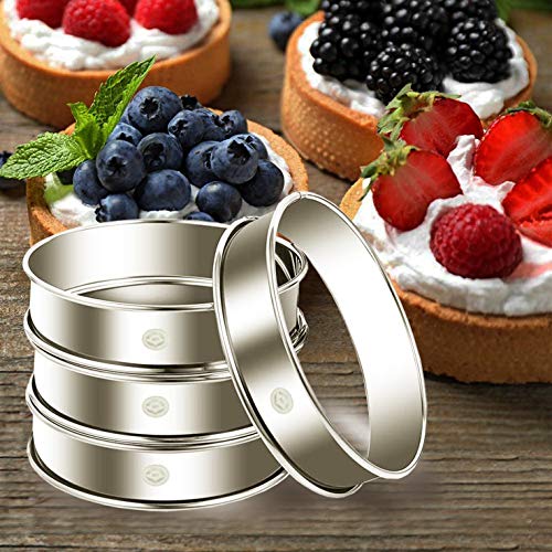 NewlineNY Stainless Steel 5 Pcs double rolled edges Circular Round Tart Rings (5 Count)
