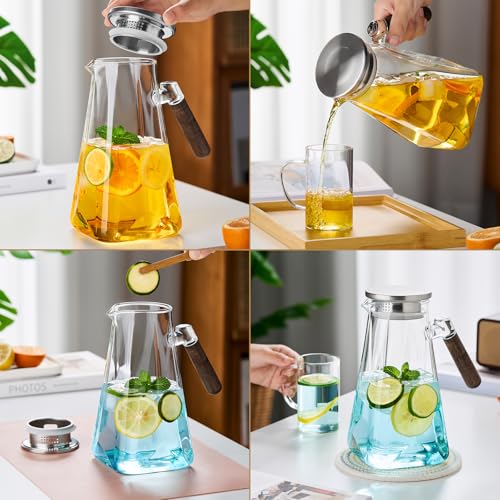 2L Glass Pitcher with Lid and Spout