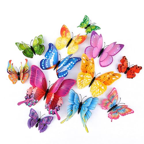 3D Butterfly Wall Decor Butterfly Decorations Stickers with Magnets (72 Count)