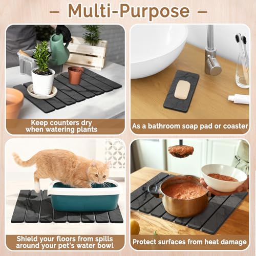 2 PCS Stone Dish Drying Mat for Kitchen Counter (2 Count)