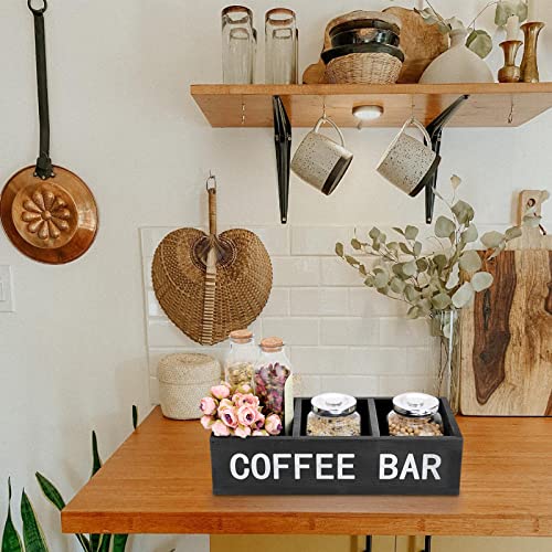 Coffee Bar Wooden Storage Box with Removable Grids