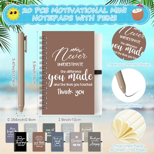 60 Pcs Employee Appreciation Gifts Bulk 24 oz Thank You Tumbler with Lid and Straw Mini Spiral Notebooks and Pens Appreciation Gifts for Team Employee Coworkers Teacher (60 Count)