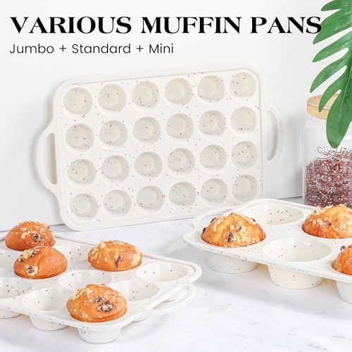 2 Pcs Jumbo Muffin Pan with Metal Frame Nonstick 6 Cup Extra Large Silicone Cupcake Pan for Baking