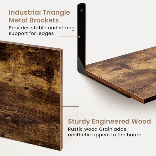 Rustic Brown 12 Inch Deep Floating Shelves Set of 2 (2 Count)