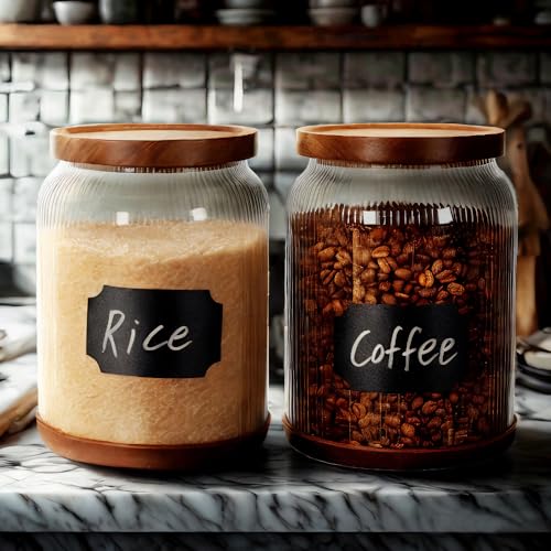 2 Pack Striped Borosilicate Glass Airtight Canisters