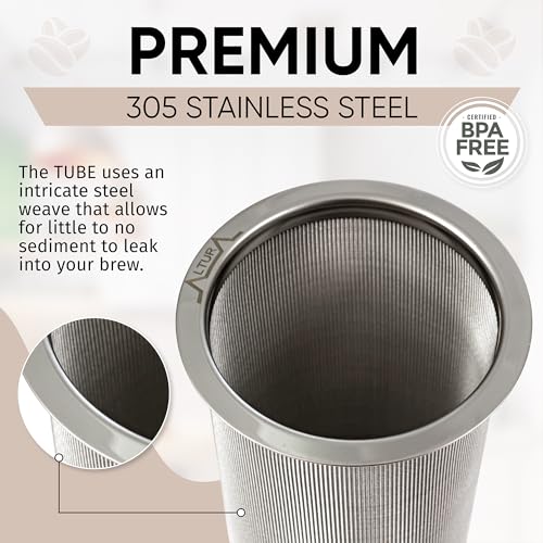 The TUBE+ Cold Brew Coffee Maker and Tea Infuser for Wide Mouth Mason Jars