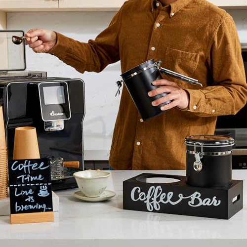 2×63OZ Stainless Steel Coffee Container with Shelf and Scoop for Coffee Bar