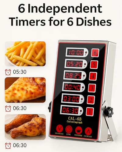 Commercial 6 Channels Digital Kitchen Timer