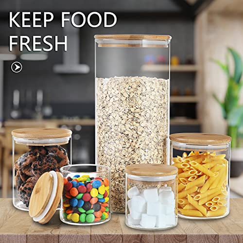 50oz (1400ml) Glass Jar with Lid Airtight Food Storage Container Bamboo Large Clear Canisters Hold Coffee Beans Candy Nuts Sugar
