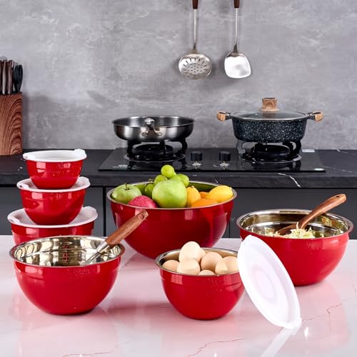 Red Mixing Bowls With Airtight Lids