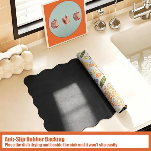 Scalloped Coffee Bar Mat for Countertop
