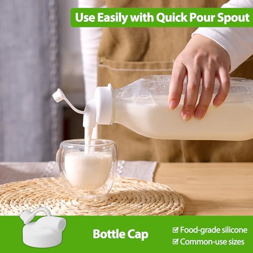 2 Pack 32 Oz Glass Milk Bottle with Reusable Lid (2 Count)