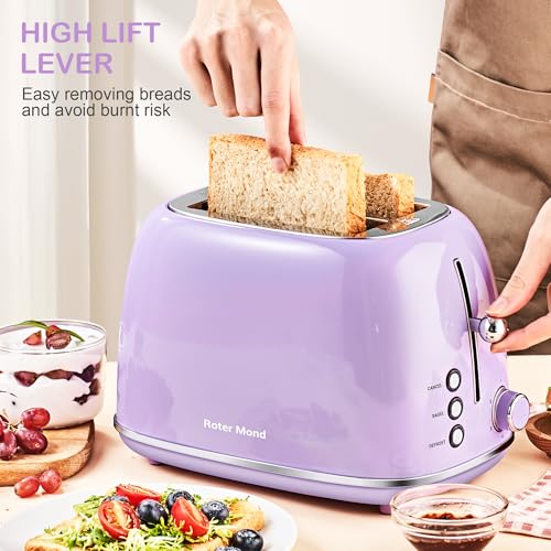 2 Slice Toaster Retro Stainless Steel with Bagel