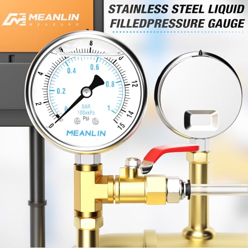0~15Psi Liquid Filled Pressure Gauge Stainless Steel with 316 Stainless Steel Joint 1