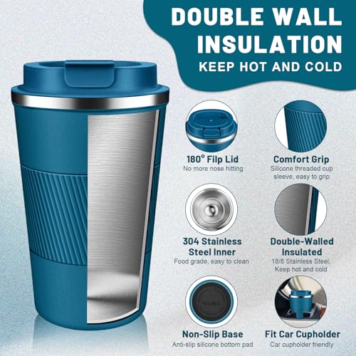 Insulated Coffee Tumblers with Flip Lid 12oz