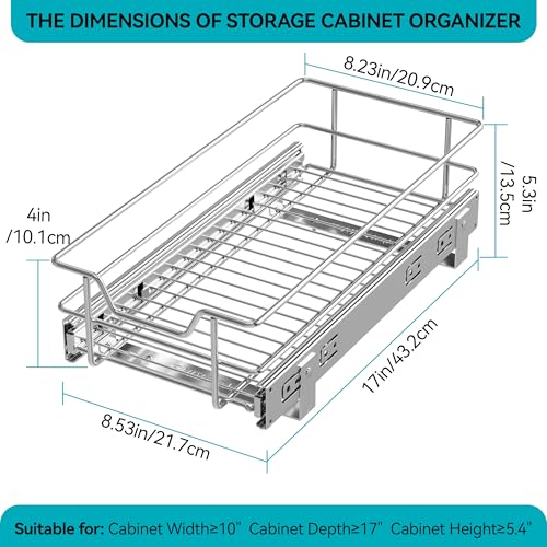 Pull Out Cabinet Organizer 9" W X 17" D