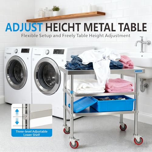 Stainless Steel Table with Wheels Stainless Steel Prep Table 24 x 30 Inch