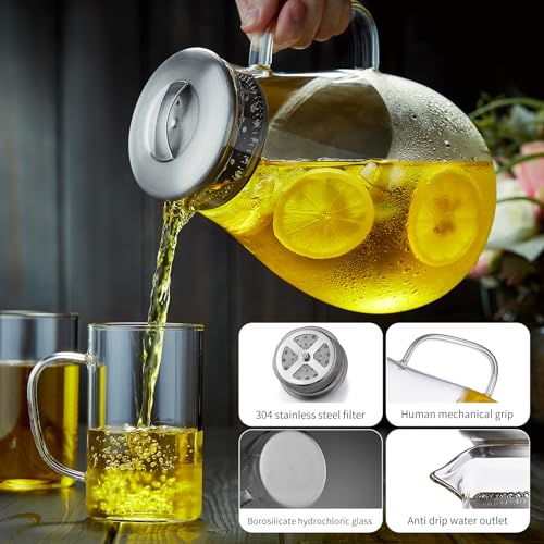 68OZ Glass Pitcher with Lid and Spout