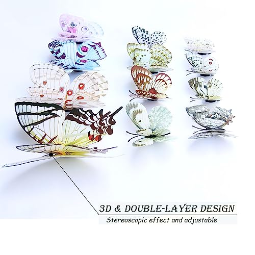 3D Butterfly Wall Decor Butterfly Decorations Stickers with Magnets (48 Count)