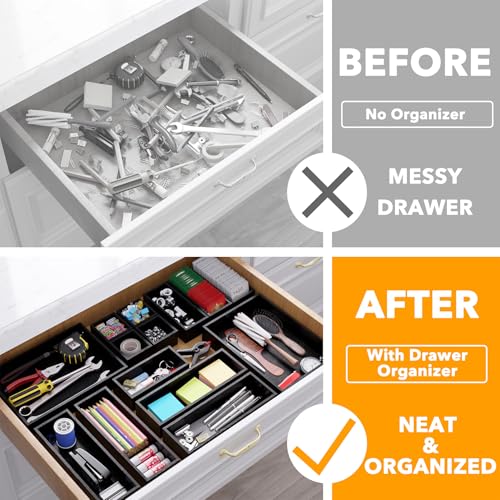14 Piece Bamboo Drawer Organizer Storage Boxes Set
