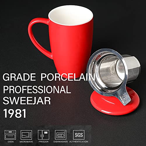 Sweejar Porcelain Tea Infuser Mug with Lid