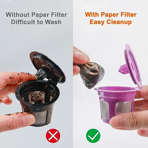 600 Count Disposable Paper Coffee Filters with 4 Pack Reusable K Cups (604 Count)