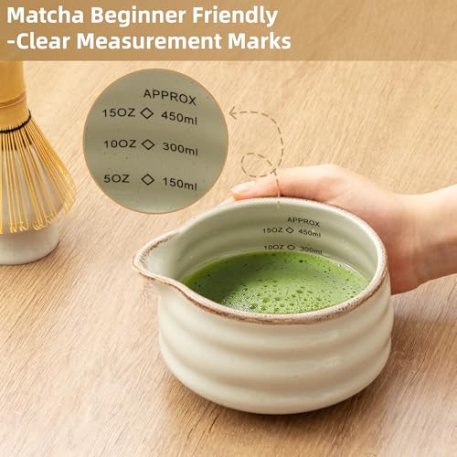 Ceramic Matcha Bowl with Bamboo Whisk Holder