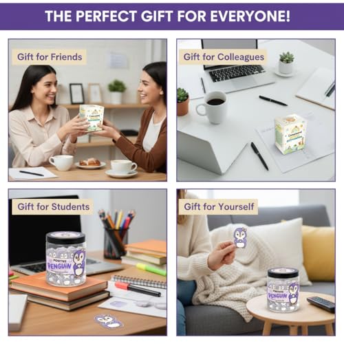 Positive Penguin Purple Jar with 60 Affirmation Cards (3 Count)