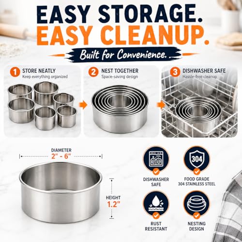 Large Round Cookie Cutter 6 PCS (6 Count)