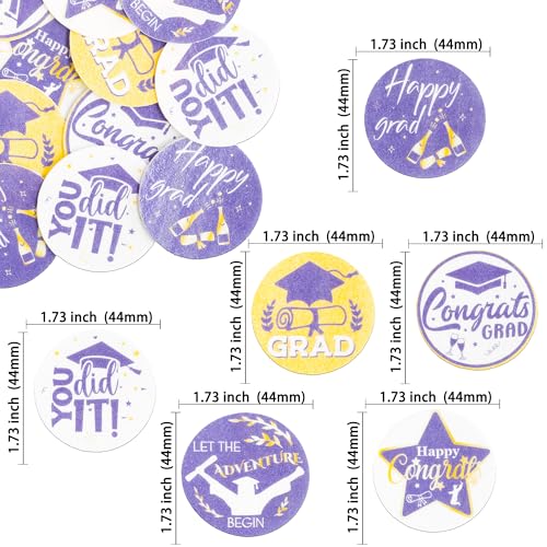 48Pcs 2026 Graduation Cupcake Toppers Wafer Paper Class of 2026 Cake Decorations Edible Congrats Grad Cupcake Picks for 2026 Graduation Theme Party Cake Supplies Gold Purple (48 Count)