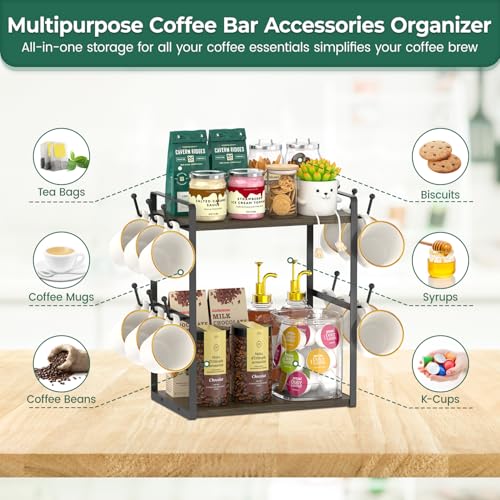 Coffee Station Bar Organizer Mug Holder Stand Countertop