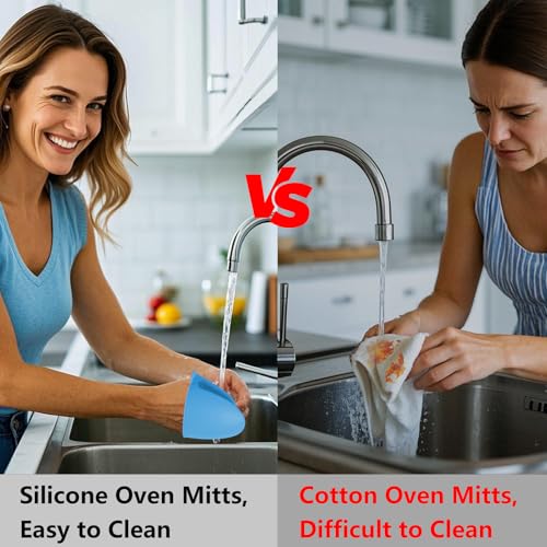 3 Pairs Oven Mitts Silicone Pot Holders Set Heat Resistant for Kitchen (6 Count)