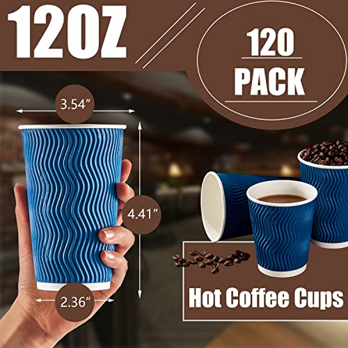Coffee Cups 12 oz 120 Pack Disposable Paper Coffee Cups Insulated (120 Count)