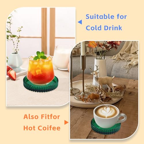 Crystal Glass Coaster 6 Pack Round Cup Drinks Coasters (12 Count)