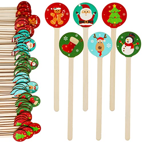 120 Pcs Wooden Christmas Coffee Stirrers Stir Sticks