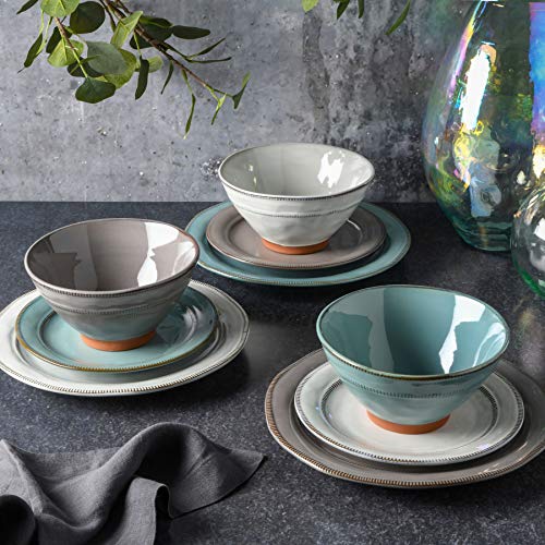Terranea Round Reactive Glaze Terra Cotta Dinnerware Set