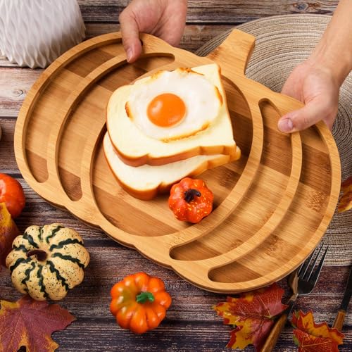 Pumpkin Bamboo Serving Platter Tray Thanksgiving Charcuterie Board