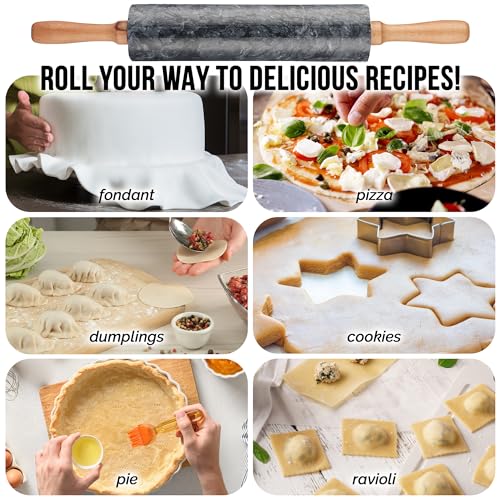 17 Inch Marble Rolling Pin With Stand