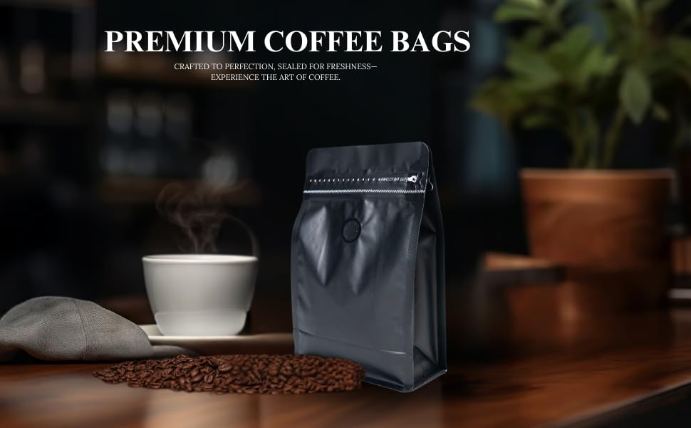 Premium Coffee Bags with Valve (50 Count)