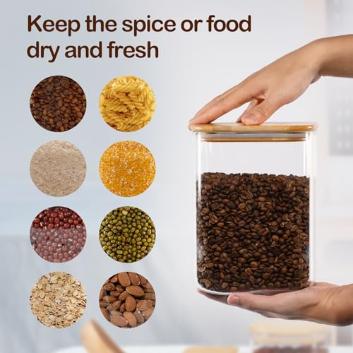 115oz Airtight Glass Square Storage Canister with Bamboo Lid Set of 1