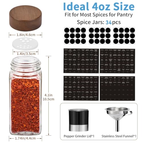 Glass Spice Jars with Labels (34 Count)
