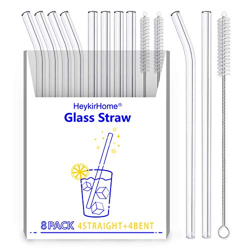 8 Pack Reusable Glass Straw (8 Count)