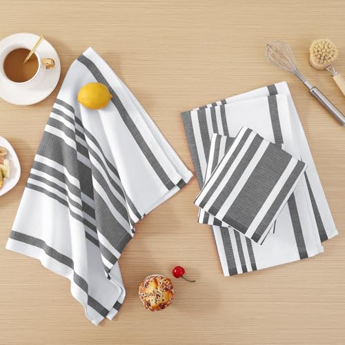 Premium Cotton Stripe Kitchen Towels 12 Pack (12 Count)