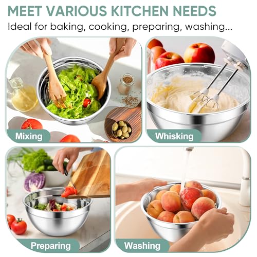 Mixing Bowls 3PCS Stainless Steel Serving Salad Bowls (3 Count)